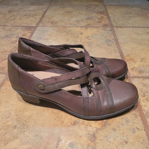 Womens 10 Earth Origins Marietta Macey Pumps Brown Leather 2" Heels Arch Support - Picture 5 of 10